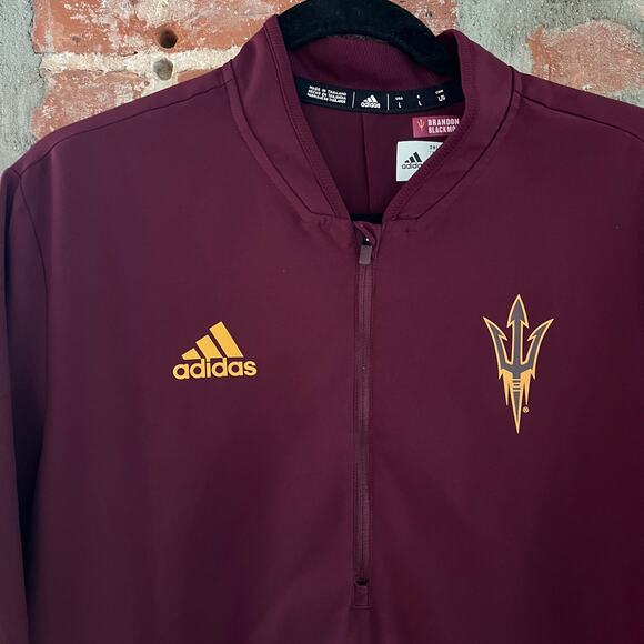 ASU Sun Devils Adidas Men's Sideline Climalite 1/4 Zip Knit Shirt L 22x29 - Picture 1 of 4